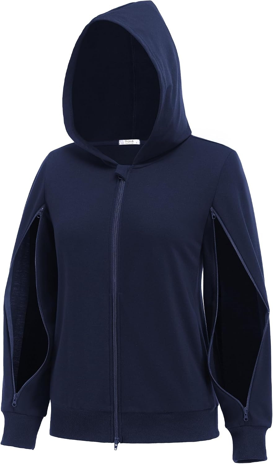 image:imageDeyeek Womens Zip Up Hoodie Sweatshirts with Arm Zipper and Drain PocketsNavy Blue