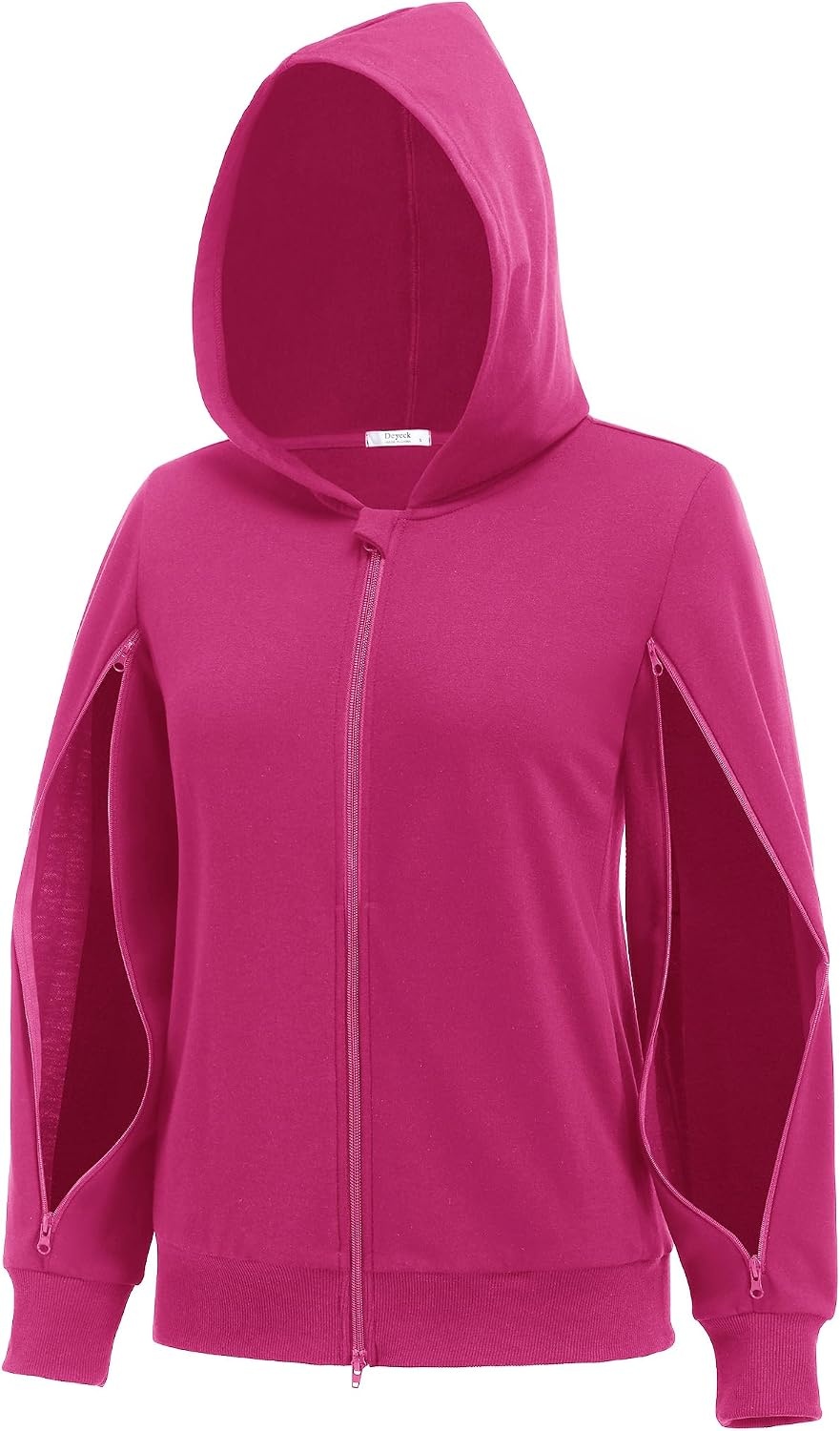 image:imageDeyeek Womens Zip Up Hoodie Sweatshirts with Arm Zipper and Drain PocketsRose Red