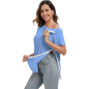 Deyeek Women’s Post Surgery Tear Away Shirt for Shoulder Recovery(Blue)