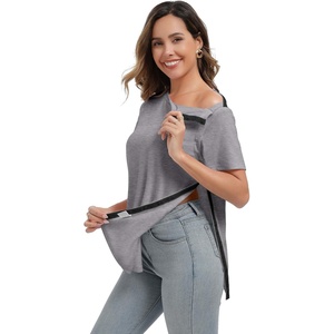 Deyeek Women’s Post Surgery Tear Away Shirt for Shoulder Recovery(Light Gray)
