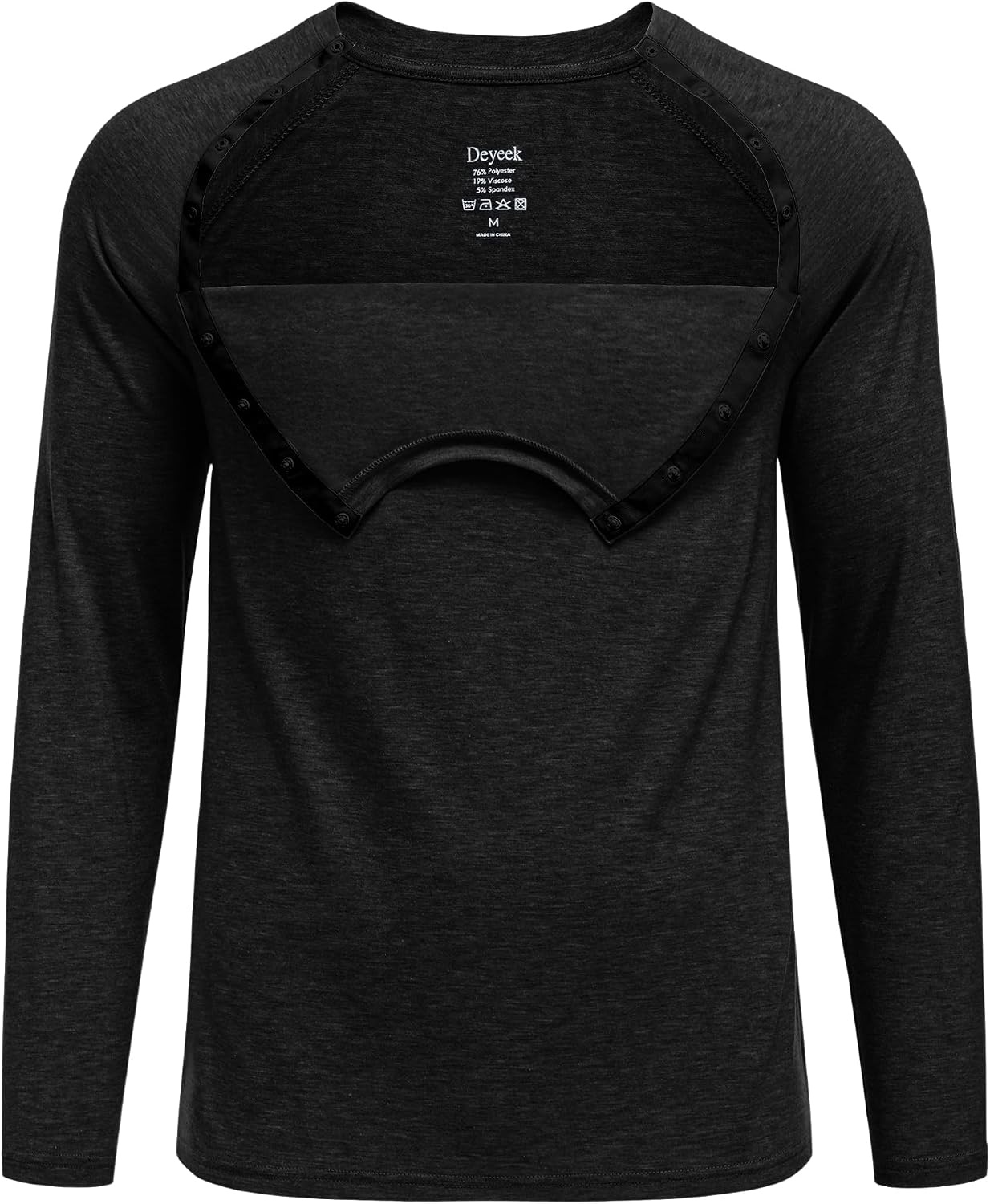 image:imageDeyeek Chemo Port Shirts for Men Side Snap Long Sleeve Port Access ShirtsBlack