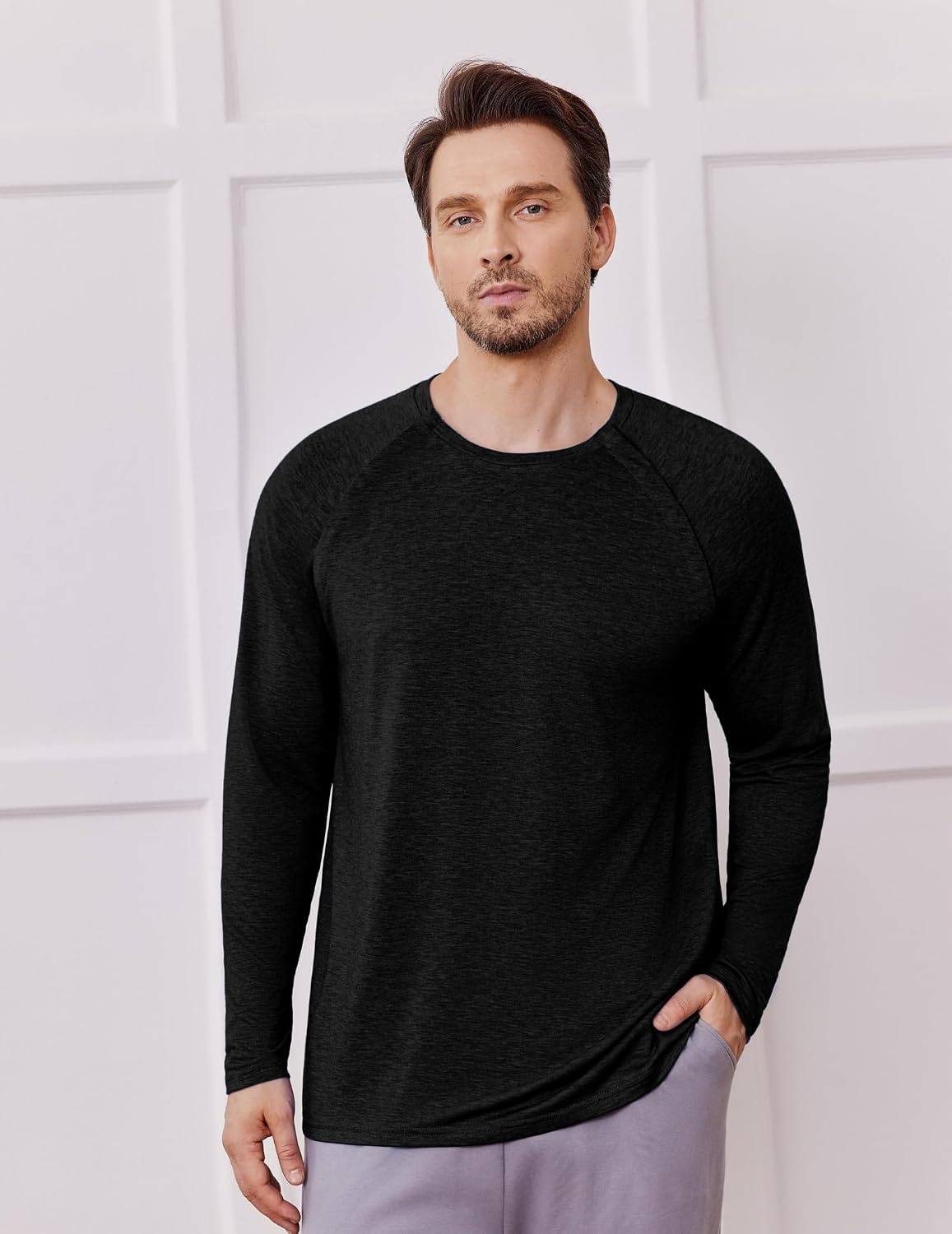 image:imageDeyeek Chemo Port Shirts for Men Side Snap Long Sleeve Port Access ShirtsBlack