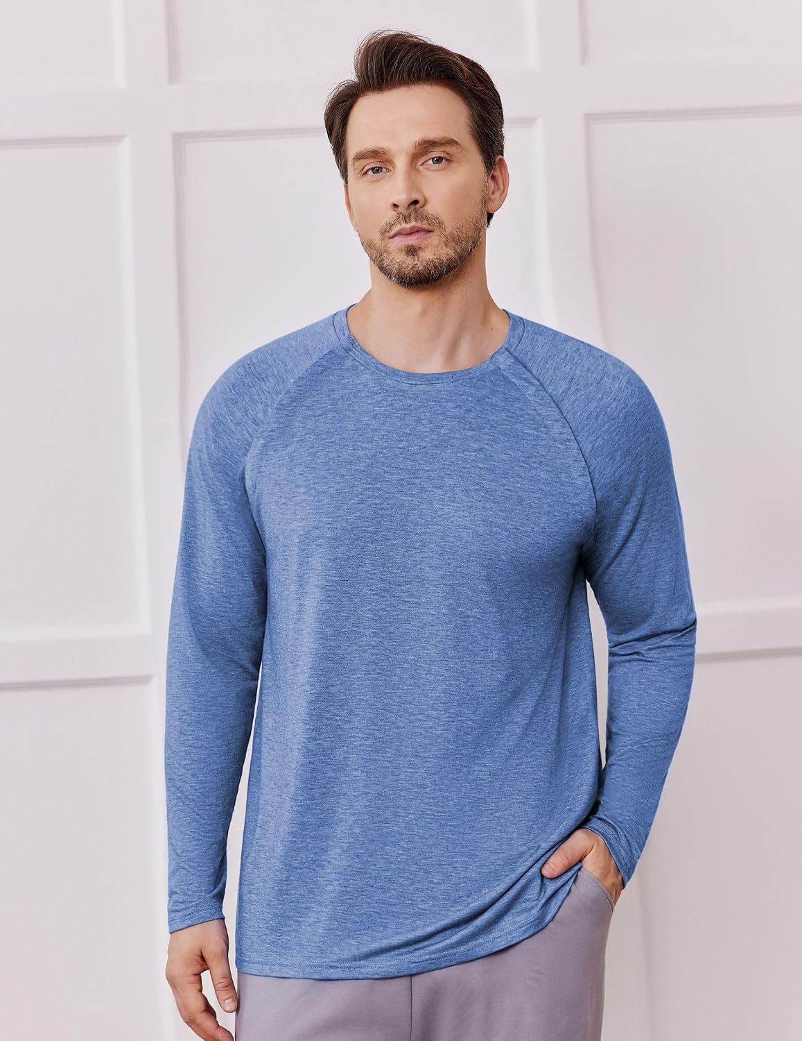 image:imageDeyeek Chemo Port Shirts for Men Side Snap Long Sleeve Port Access ShirtsBlue