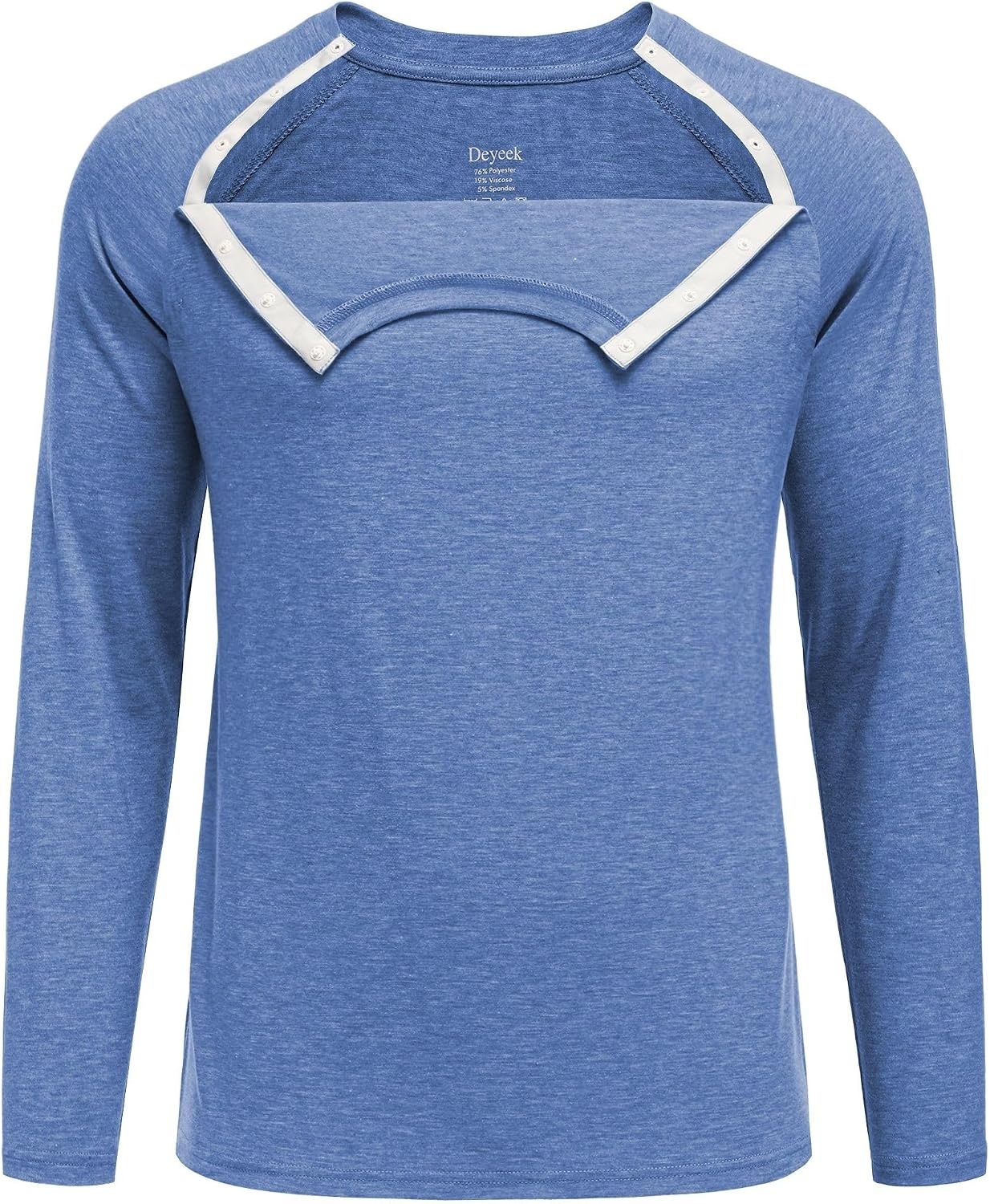 image:imageDeyeek Chemo Port Shirts for Men Side Snap Long Sleeve Port Access ShirtsBlue