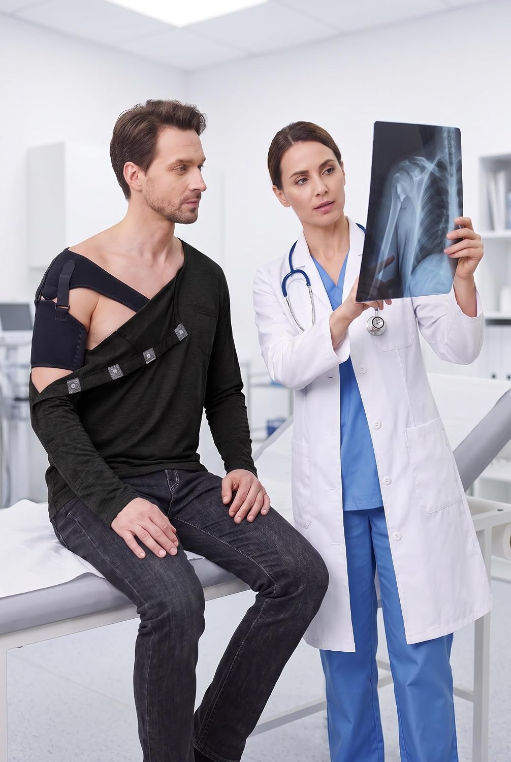 image:imageDeyeek Magnetic Post Shoulder Surgery Recovery Shirts for Men Long SleeveBlack