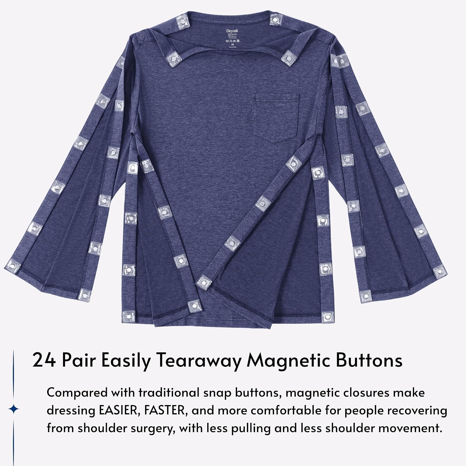 image:imageDeyeek Magnetic Post Shoulder Surgery Recovery Shirts for Men Long SleeveNavy Blue