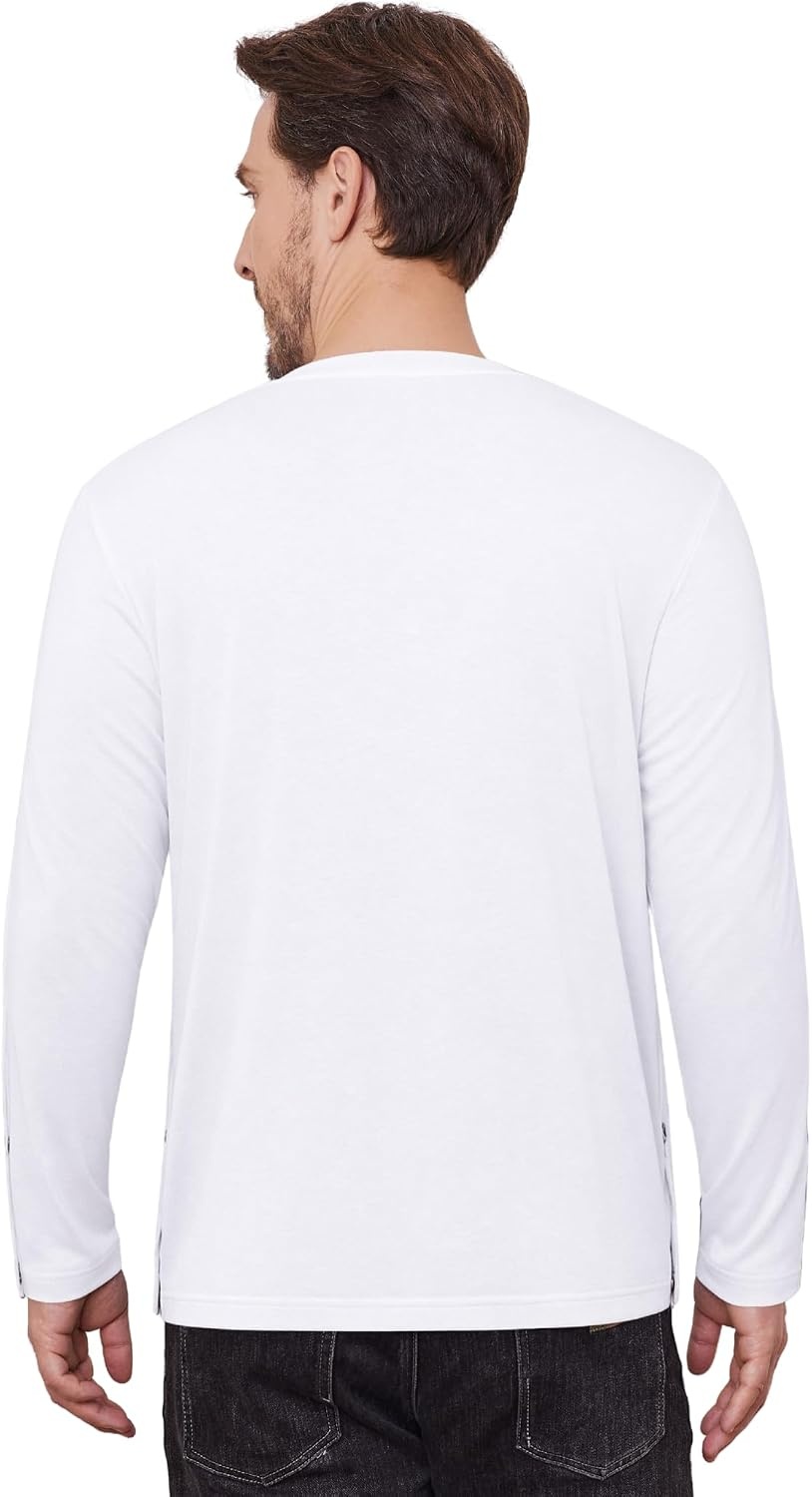 image:imageDeyeek Magnetic Post Shoulder Surgery Recovery Shirts for Men Long SleeveWhite