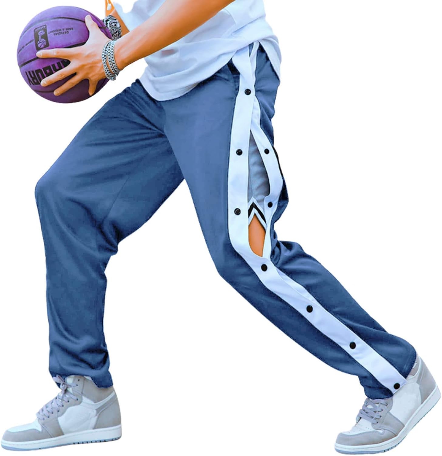 image:imageDeyeek Mens Tear Away Pants Breakaway Basketball Snap Post SurgeryBlue Gray