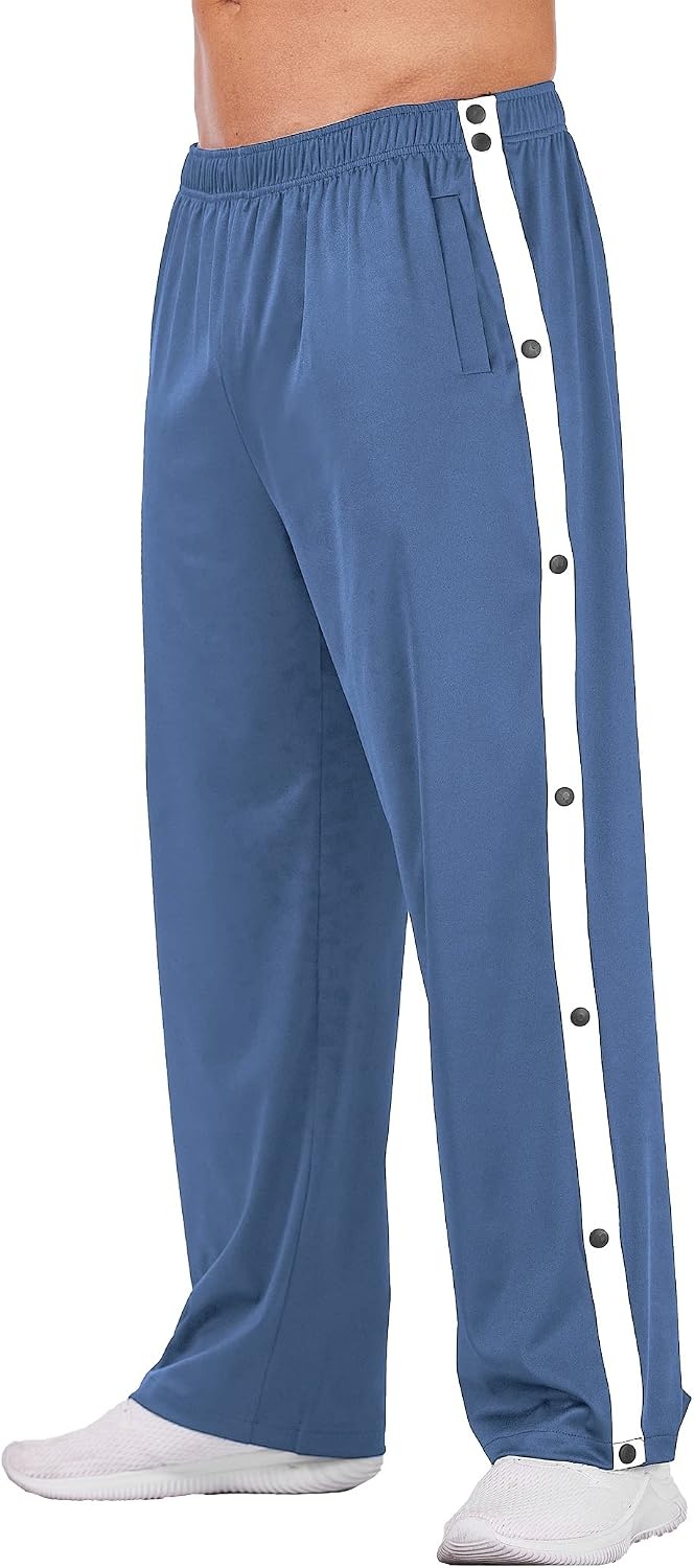 image:imageDeyeek Mens Tear Away Pants Breakaway Basketball Snap Post SurgeryBlue Gray