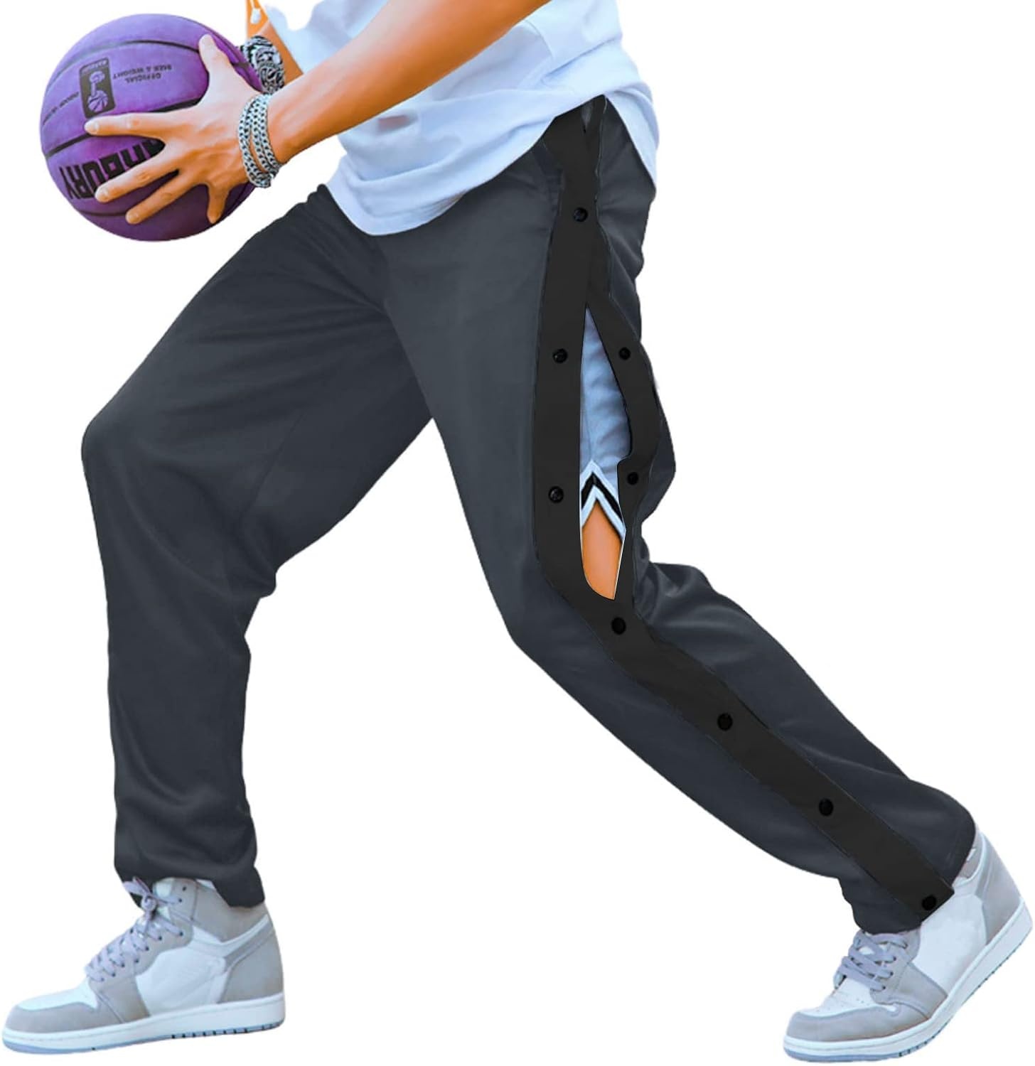 image:imageDeyeek Mens Tear Away Pants Breakaway Basketball Snap Post SurgeryGraphite Gp2