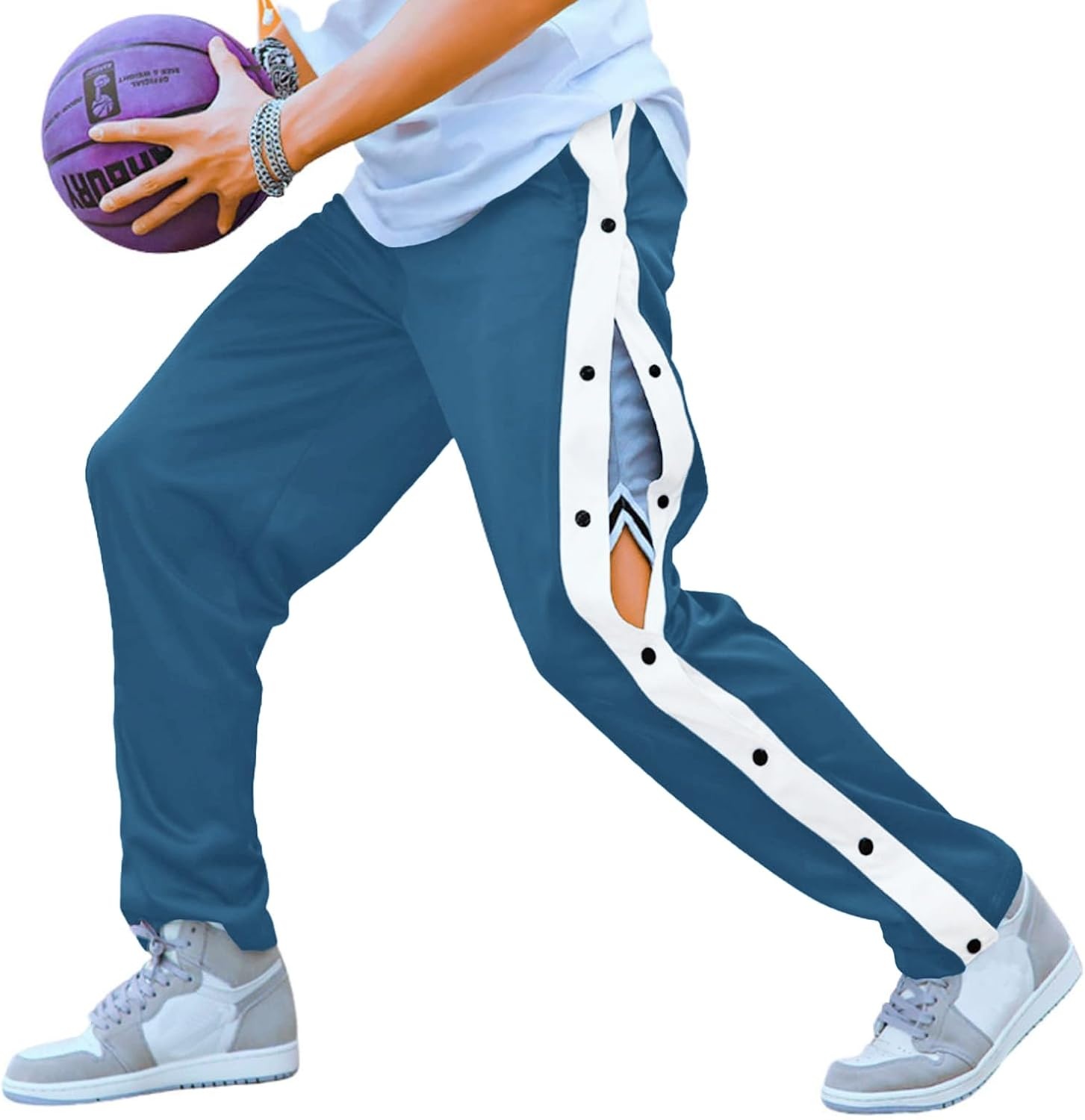 image:imageDeyeek Mens Tear Away Pants Breakaway Basketball Snap Post SurgeryLake Blue
