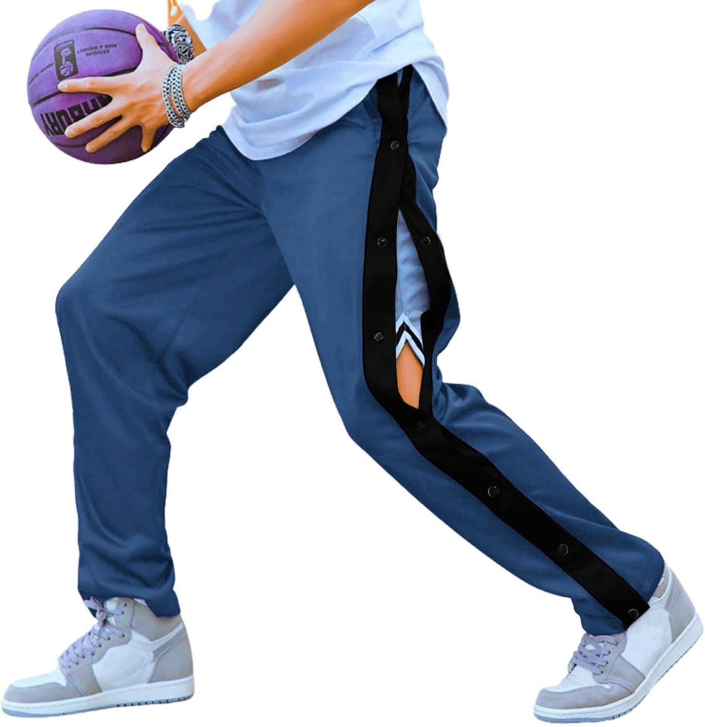 image:imageDeyeek Mens Tear Away Pants Breakaway Basketball Snap Post SurgeryNavy