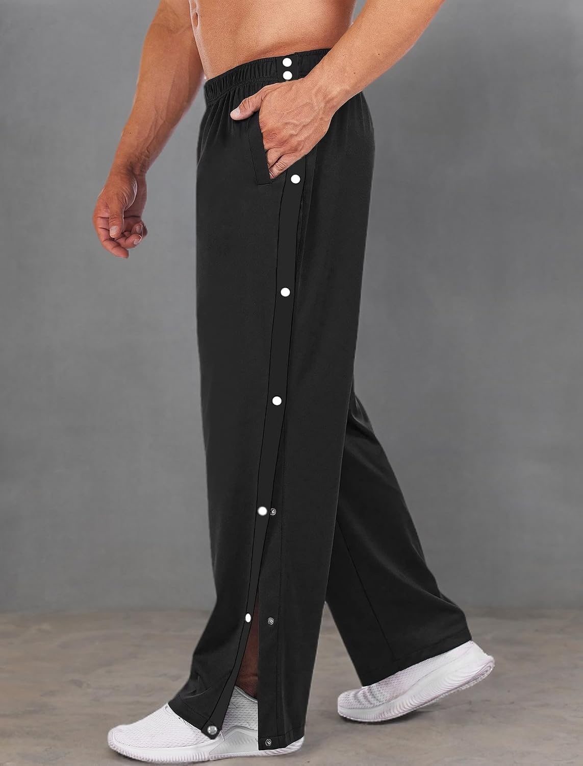 image:imageDeyeek Mens Tear Away Pants Breakaway Basketball Snap Post SurgeryPure Black Gp
