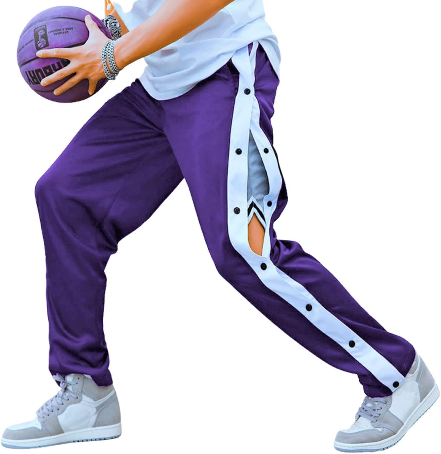 image:imageDeyeek Mens Tear Away Pants Breakaway Basketball Snap Post SurgeryPurple