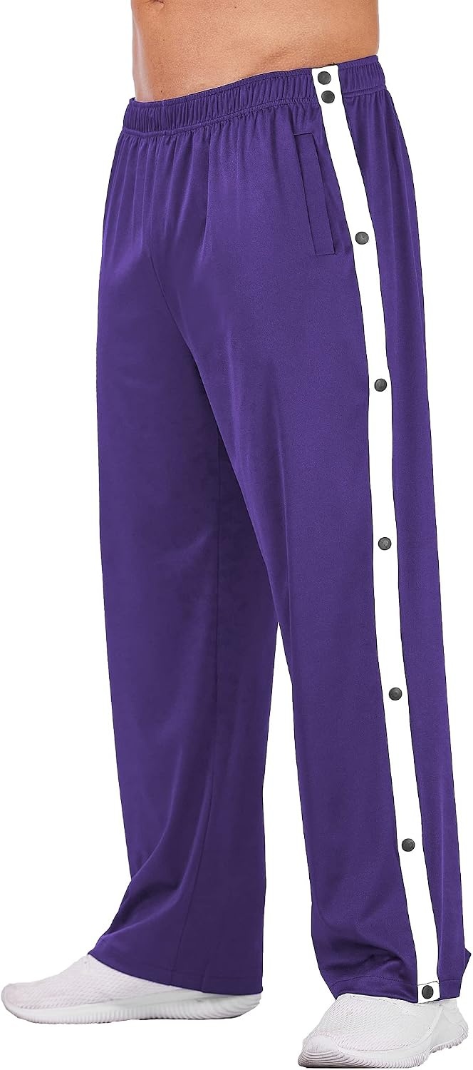 image:imageDeyeek Mens Tear Away Pants Breakaway Basketball Snap Post SurgeryPurple