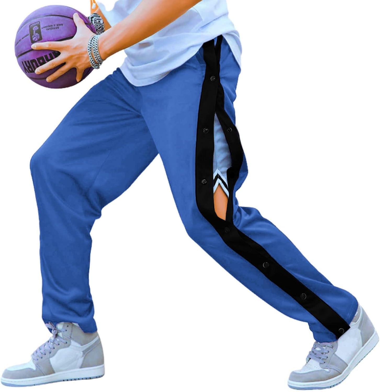 image:imageDeyeek Mens Tear Away Pants Breakaway Basketball Snap Post SurgeryRoyal Blue