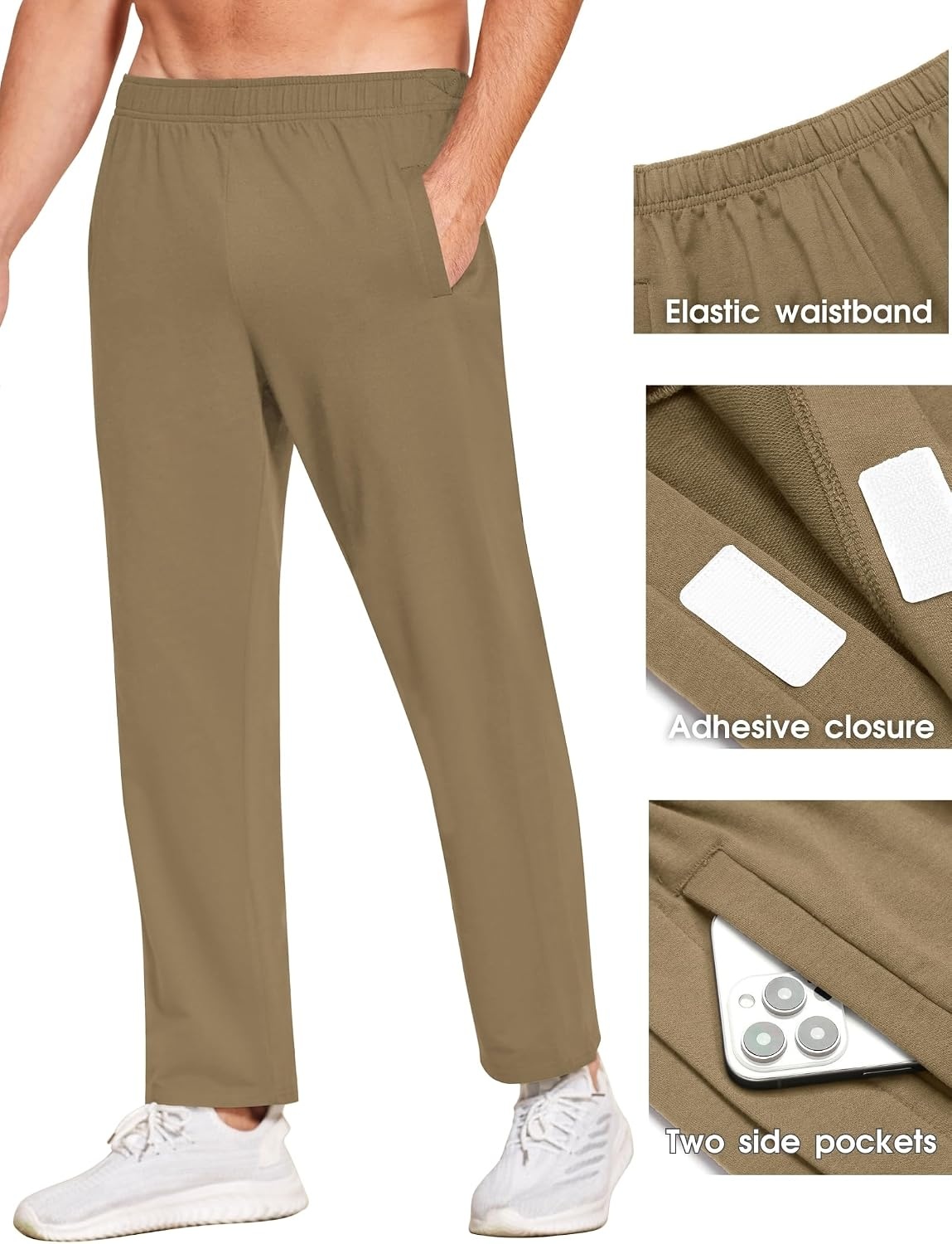 image:imageDeyeek Mens Tear Away Pants Side Snap Post Surgery Sweatpants with Pockets