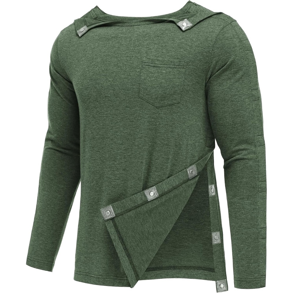 image:imageDeyeek Magnetic Post Shoulder Surgery Recovery Shirts for Men Long SleeveArmy Green