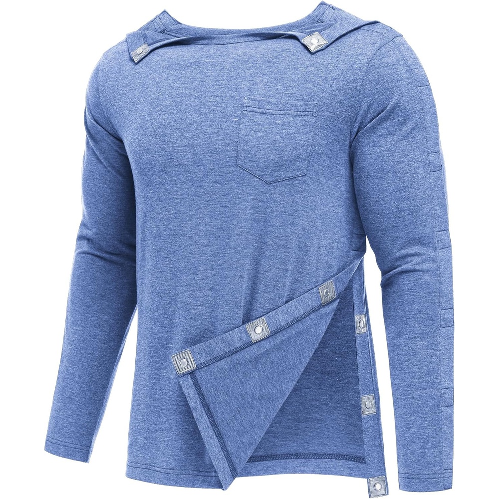 image:imageDeyeek Magnetic Post Shoulder Surgery Recovery Shirts for Men Long SleeveBlue