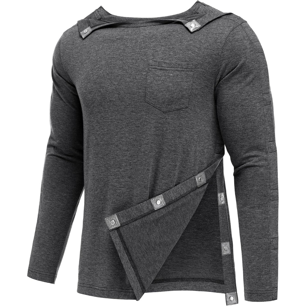 image:imageDeyeek Magnetic Post Shoulder Surgery Recovery Shirts for Men Long SleeveDark Grey