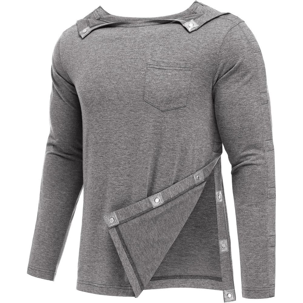 image:imageDeyeek Magnetic Post Shoulder Surgery Recovery Shirts for Men Long SleeveGrey