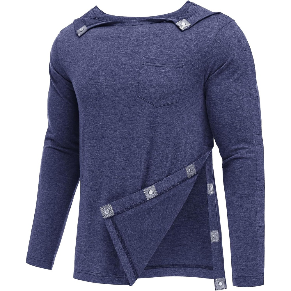 image:imageDeyeek Magnetic Post Shoulder Surgery Recovery Shirts for Men Long SleeveNavy Blue