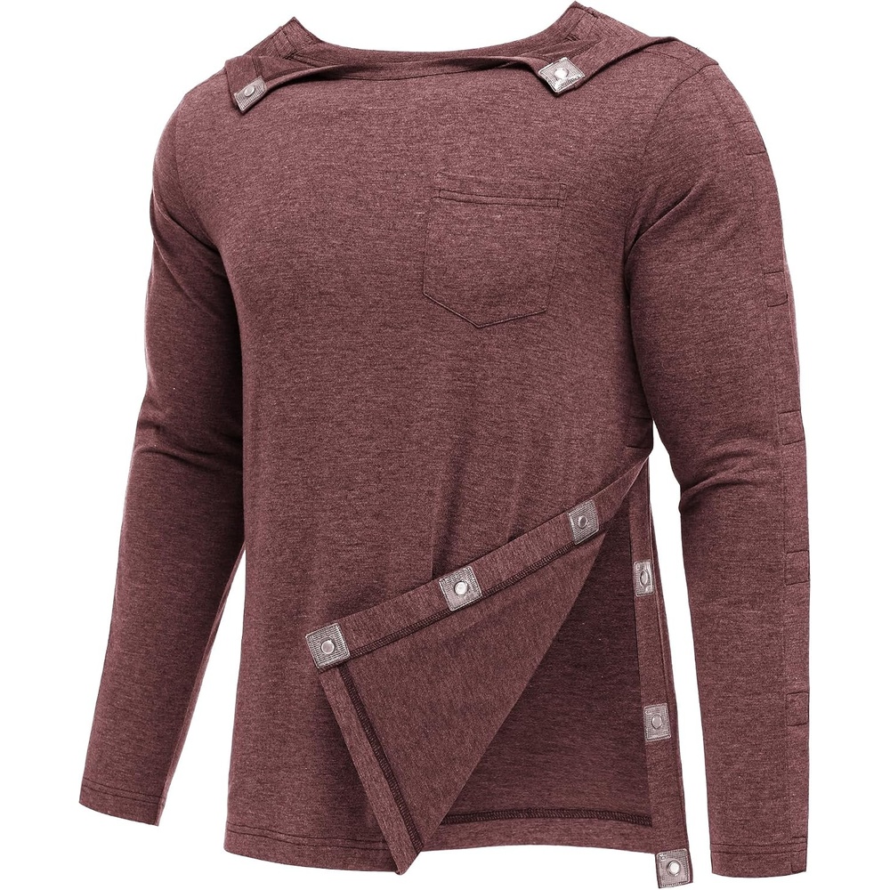 image:imageDeyeek Magnetic Post Shoulder Surgery Recovery Shirts for Men Long SleeveRed