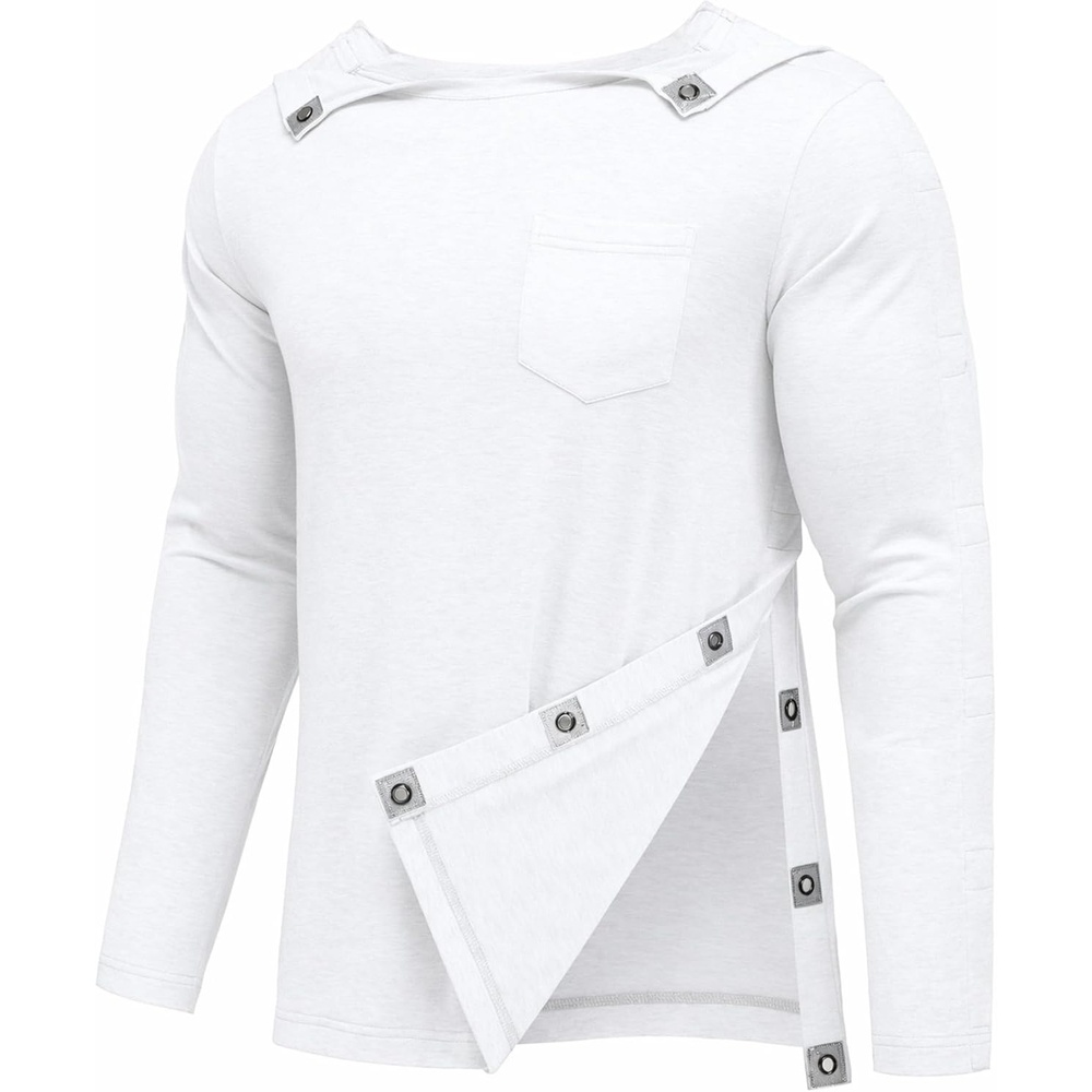image:imageDeyeek Magnetic Post Shoulder Surgery Recovery Shirts for Men Long SleeveWhite