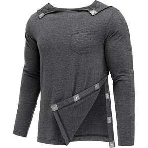 Deyeek Magnetic Post Shoulder Surgery Recovery Shirts for Men Long Sleeve(Dark Grey)
