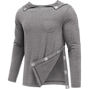 Deyeek Magnetic Post Shoulder Surgery Recovery Shirts for Men Long Sleeve(Grey)