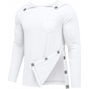 Deyeek Magnetic Post Shoulder Surgery Recovery Shirts for Men Long Sleeve(White)