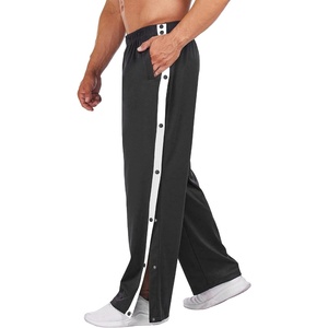 Deyeek Men’s Tear Away Pants, Breakaway Basketball Snap Post Surgery(Black)