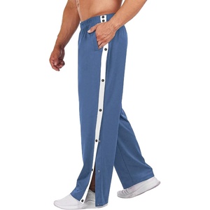 Deyeek Men’s Tear Away Pants, Breakaway Basketball Snap Post Surgery(Blue Gray)