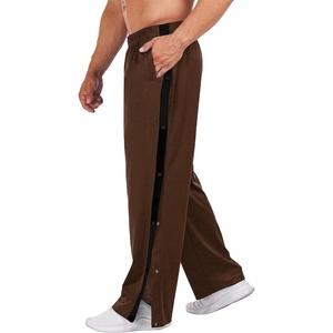 Deyeek Men’s Tear Away Pants, Breakaway Basketball Snap Post Surgery(Dark Brown)