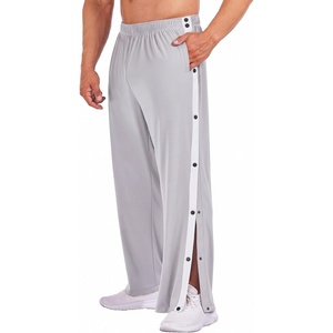 Deyeek Men’s Tear Away Pants, Breakaway Basketball Snap Post Surgery(Grey)