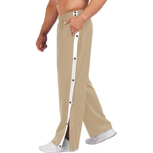 Deyeek Men’s Tear Away Pants, Breakaway Basketball Snap Post Surgery(Khaki)