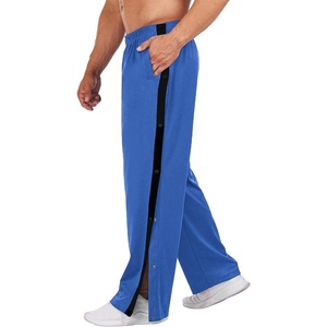 Deyeek Men’s Tear Away Pants, Breakaway Basketball Snap Post Surgery(Royal Blue)