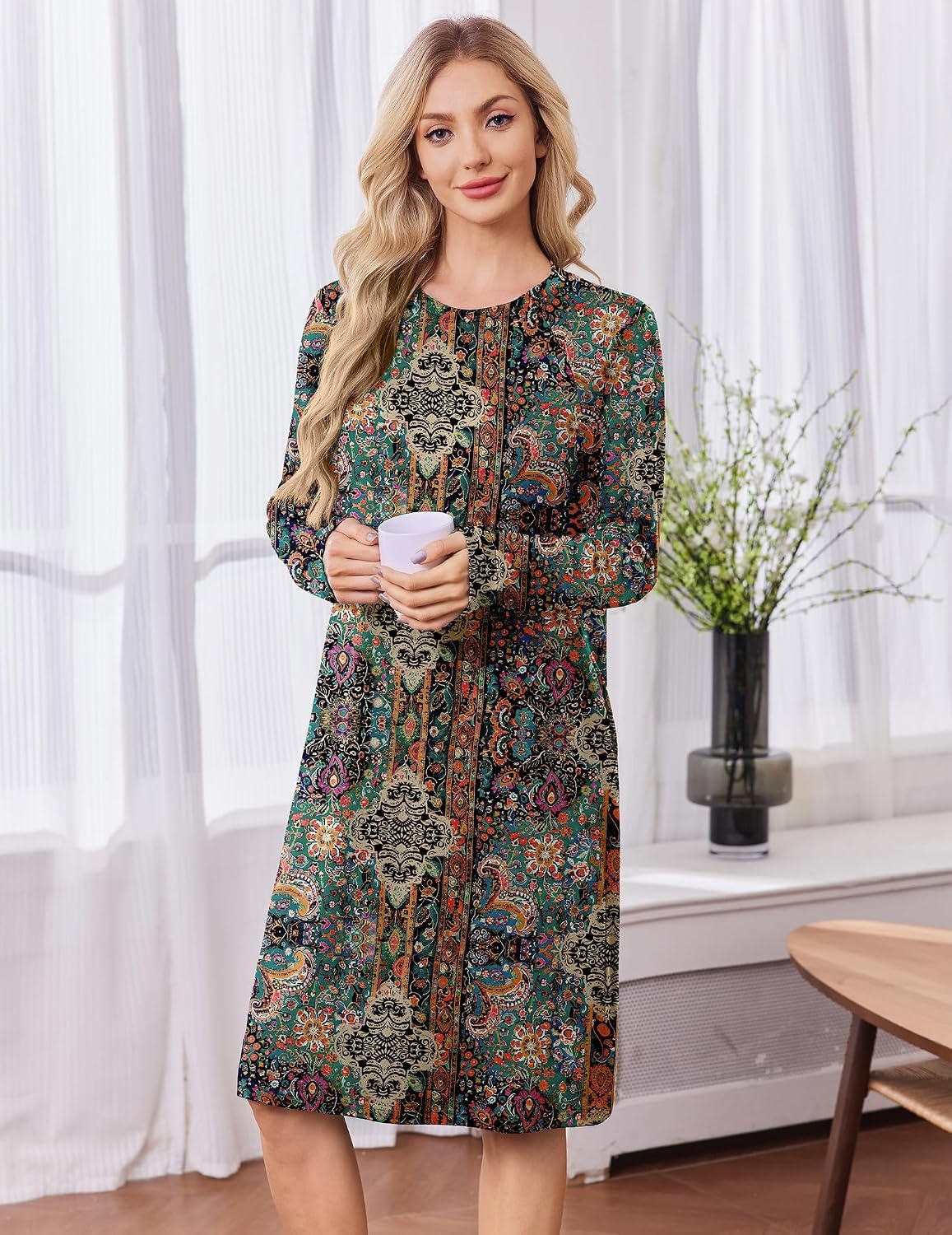 image:imageDeyeek Chemo Port Dress for Women Chemotherapy Must HavesPaisley Ethnic