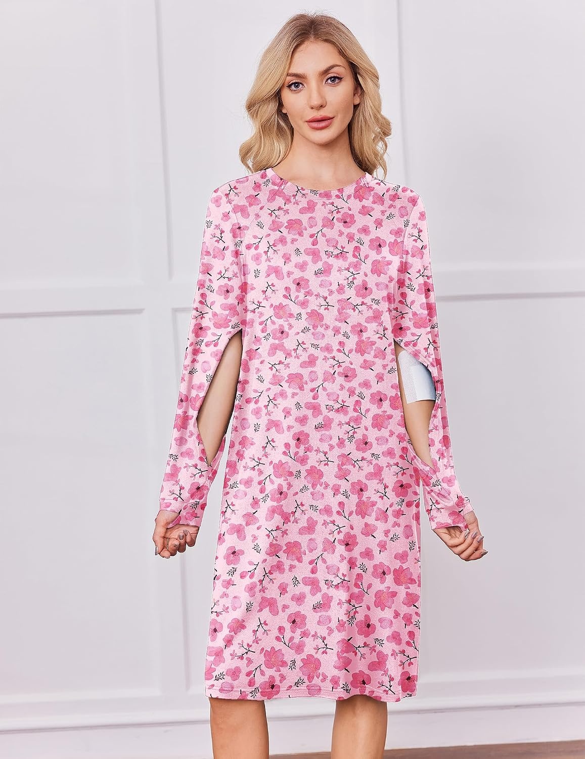 image:imageDeyeek Chemo Port Dress for Women Chemotherapy Must HavesPink Print