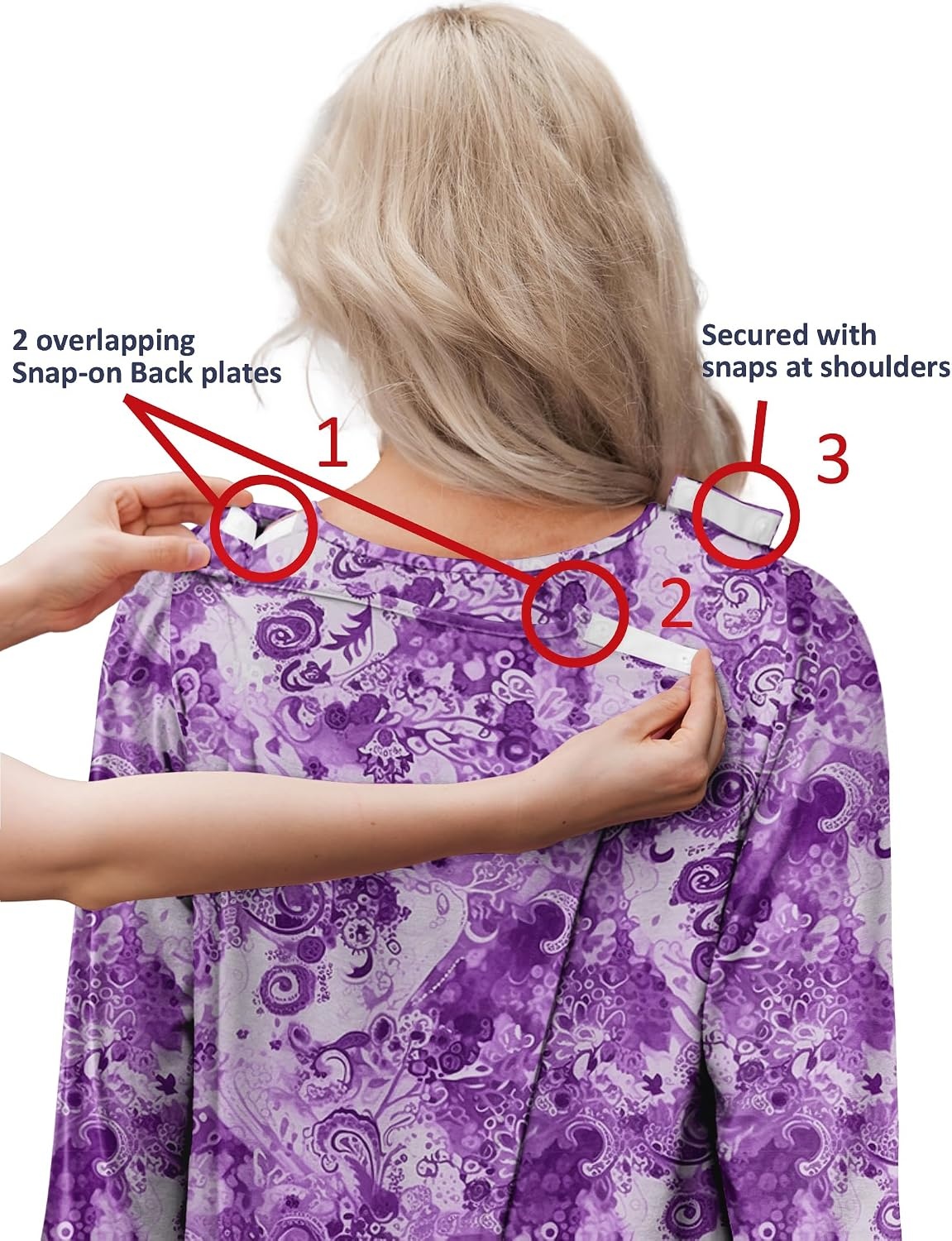 image:imageDeyeek Hospital Gowns for Women Open Back Nightgowns Elderly Adaptive DressDeep Purple Print