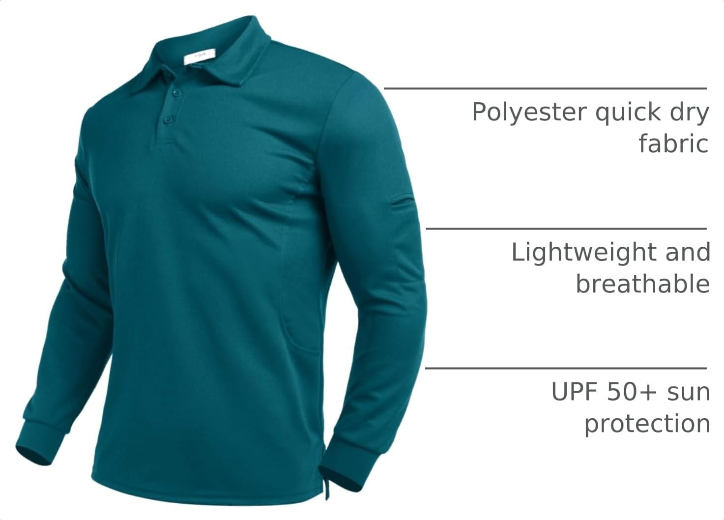 image:imageDeyeek Mens Long Sleeve Polo Shirts Quick Dry Golf Polo for MenDark Blue