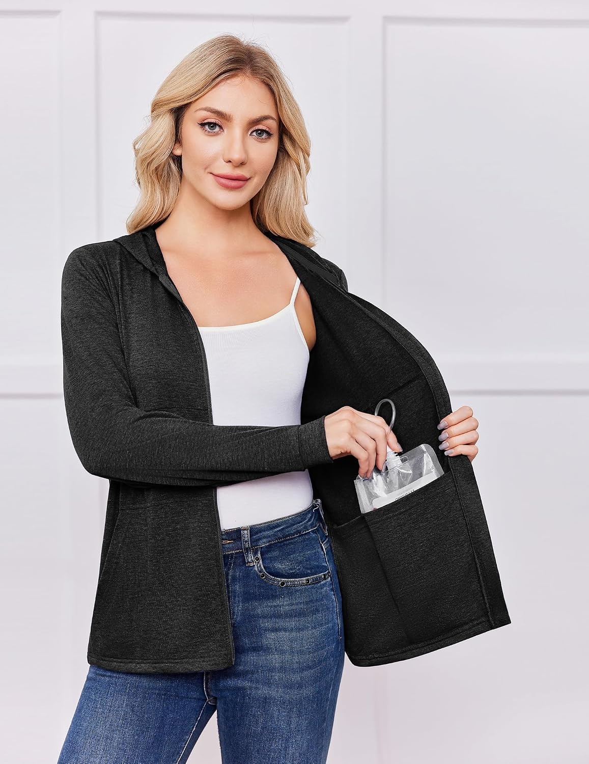 image:imageDeyeek Womens Mastectomy Dialysis Shirts with Drain Pockets amp Arm ZipperBlack