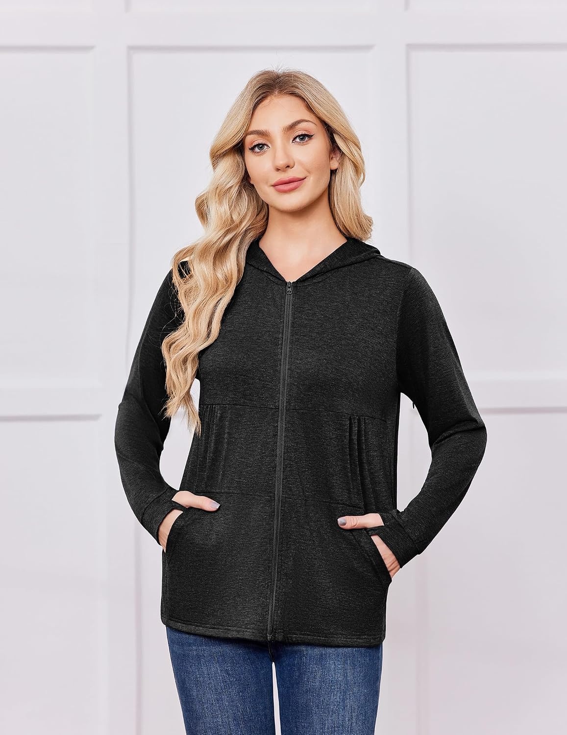 image:imageDeyeek Womens Mastectomy Dialysis Shirts with Drain Pockets amp Arm ZipperBlack