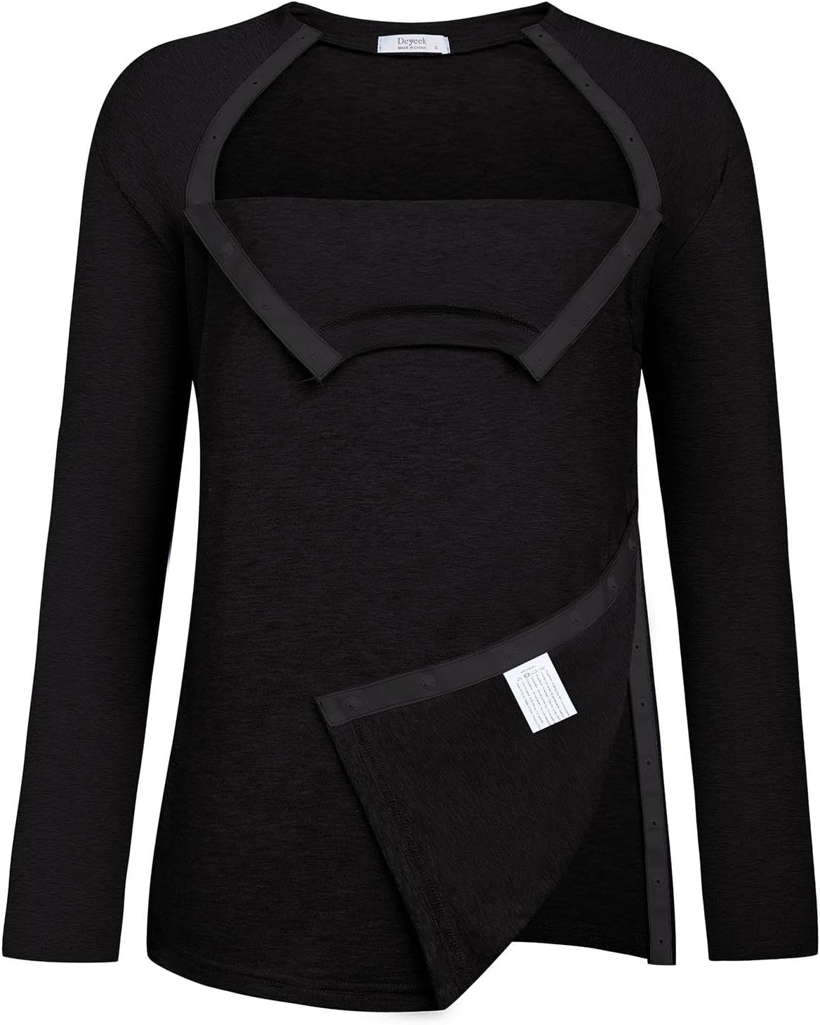 image:imageDeyeek Womens Shoulder Surgery Shirt Tear Away Side Snap Chemo Port TopBlack