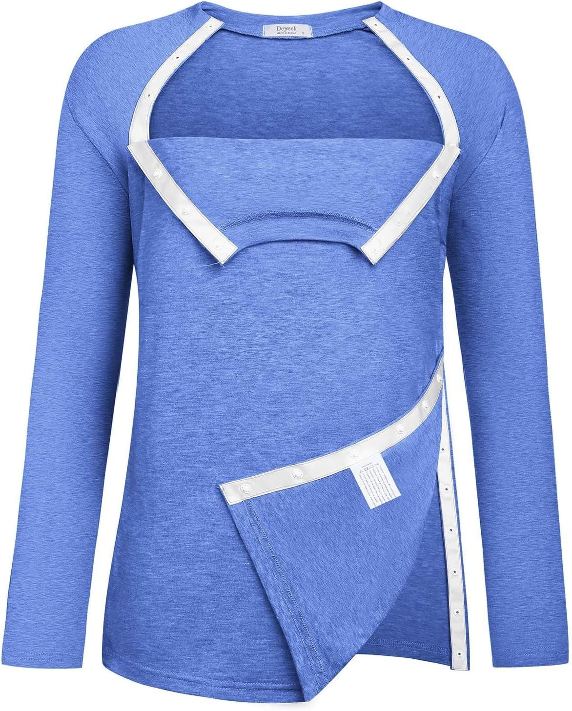 image:imageDeyeek Womens Shoulder Surgery Shirt Tear Away Side Snap Chemo Port TopBlue
