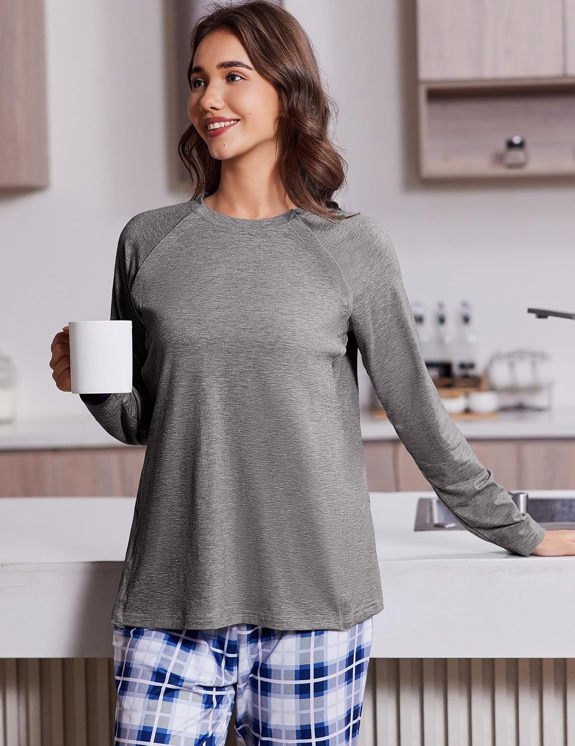 image:imageDeyeek Womens Shoulder Surgery Shirt Tear Away Side Snap Chemo Port TopLight Gray