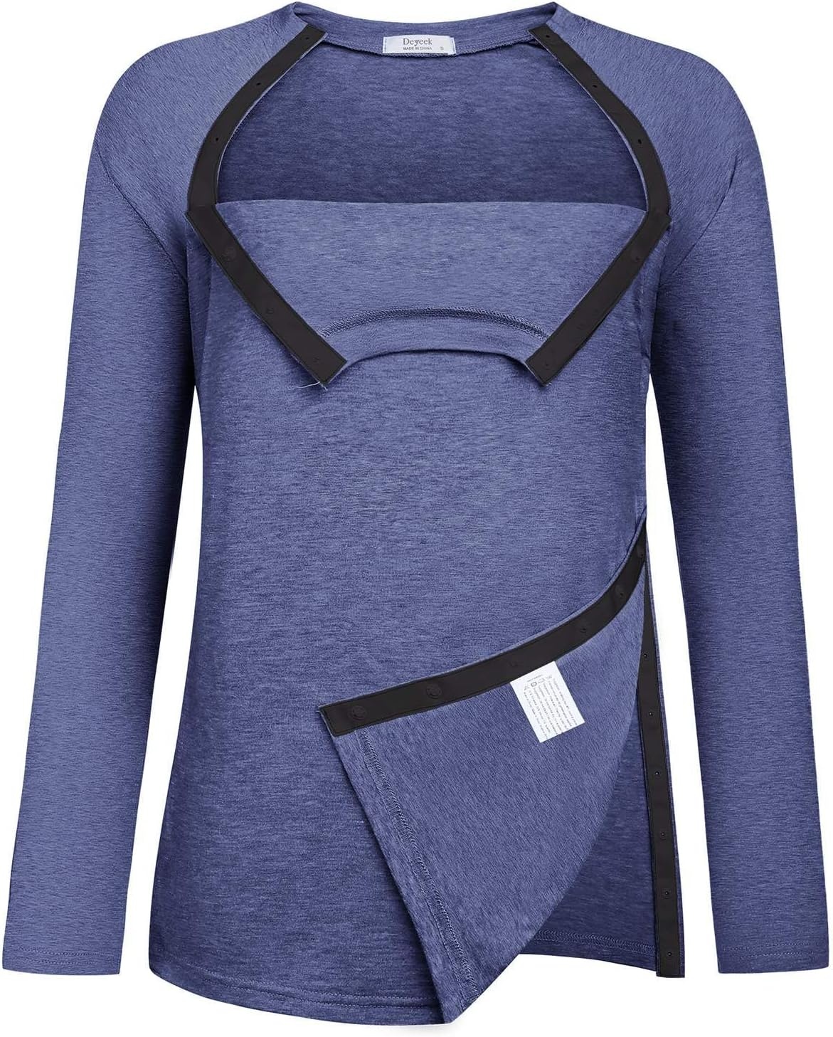 image:imageDeyeek Womens Shoulder Surgery Shirt Tear Away Side Snap Chemo Port TopNavy