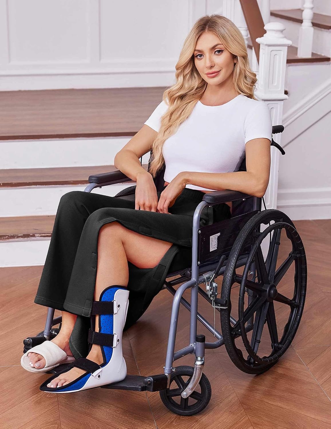 image:imageDeyeek Womens Side Open Fleece Tear Away Pants for Post SurgeryBlack