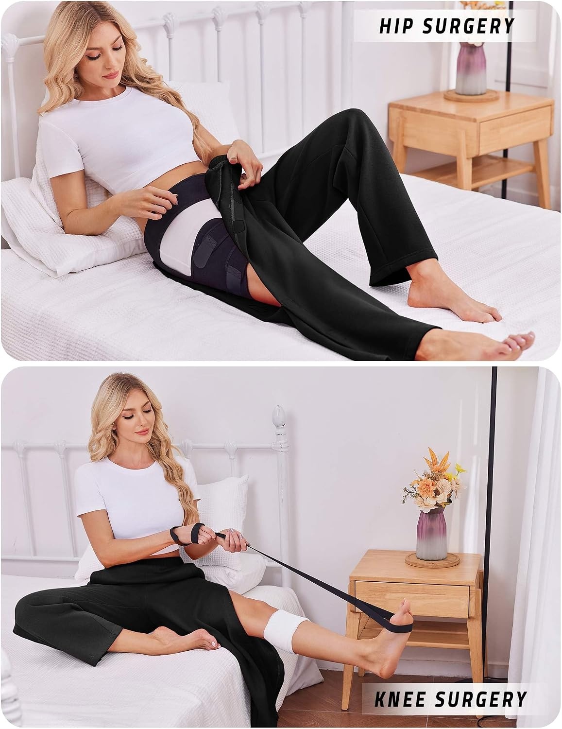 image:imageDeyeek Womens Side Open Fleece Tear Away Pants for Post SurgeryBlack