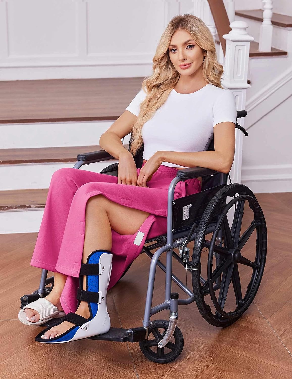 image:imageDeyeek Womens Side Open Fleece Tear Away Pants for Post SurgeryRose Red